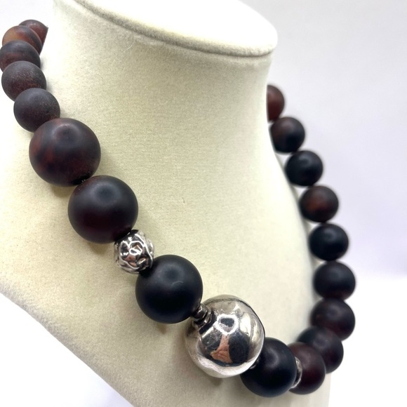 Bold Silpada 925 Sterling Silver & Brown Red Agate  Beads Necklace Chunky - Picture 4 of 9